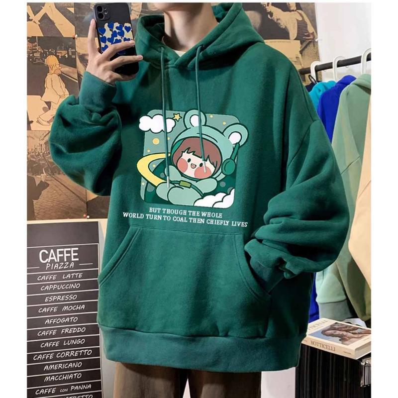 Áo Khoác Nỉ Ao Hoodie Form Rộng Xanh Rêu Đen Free Cô Bé NASA Menswear Nam 1