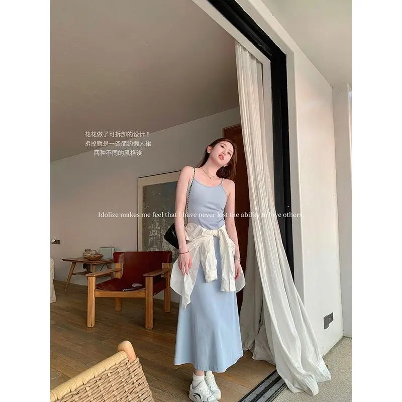 Váy Hai Dây Hoa Ba Chiều, Phong Cách Thanh Lịch, Dành Cho Phụ Nữ, Ôm Vừa Vặn Với Eo Thon, Phong Cách Pháp, Váy Dài, Thích Hợp Cho Kỳ Nghỉ Bờ Biển Mùa Hè, Đẹp Women Voi Dress Voan 1