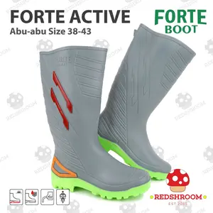 Sepatu Boot Tinggi Forte Active ABU Forte Boots Karet Lokal Ringan Lentur Anti Slip Air