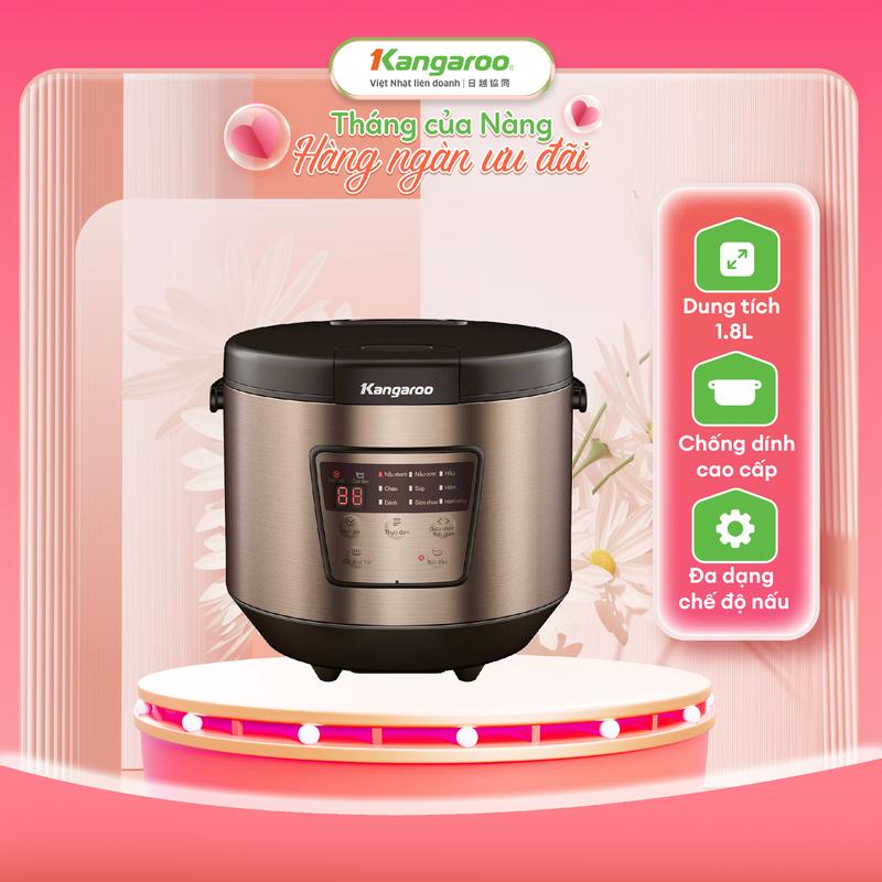 IH Nồi cơm điện tử đa năng 1.8L Kangaroo KG18DR7- lòng nồi chống dính đa chức năng nấu.