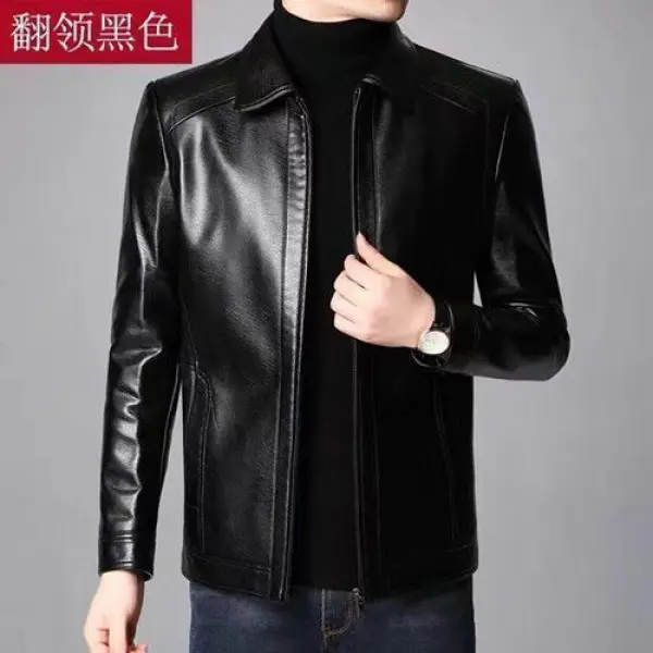 Quần Áo Da, Da Thật, Áo Khoác Da Mềm Mùa Xuân Và Mùa Thu Cho Nam, Da Cừu, Thích Hợp Cho Ông Trùng Trung Người Già Và Già, Áo Khoác Mỏng