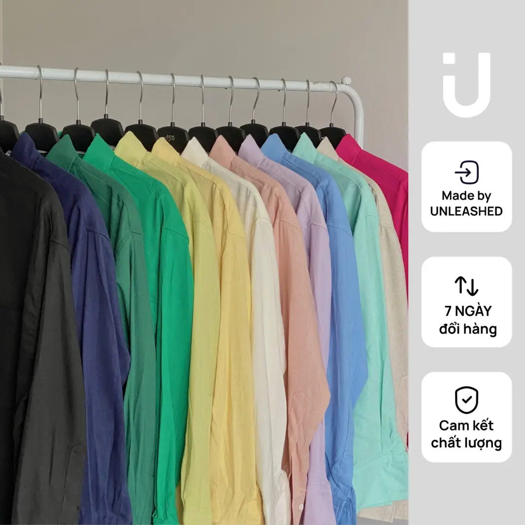 unleashedvn BOYFRIEND LINEN SHIRT - Áo sơ mi form rộng dáng basic dài tay 12 màu, áo sơ mi nữ linen