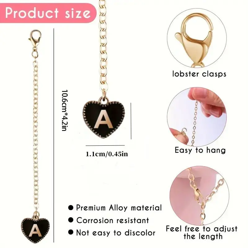 Shape of Heart Letter Pattern Tumbler Charm, 1 Count Initial Letter Name ID Tag, Personalized Handle Charm for Tumbler, Straw Cups Accessories 1