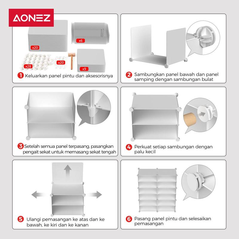Product Introduction of 【COD 24 Shipping】AONEZ Rak Sepatu Anti Debu 6 Layer Tebal Shoe Rack Portable Serbaguna Kotak Sepatu Portable 4