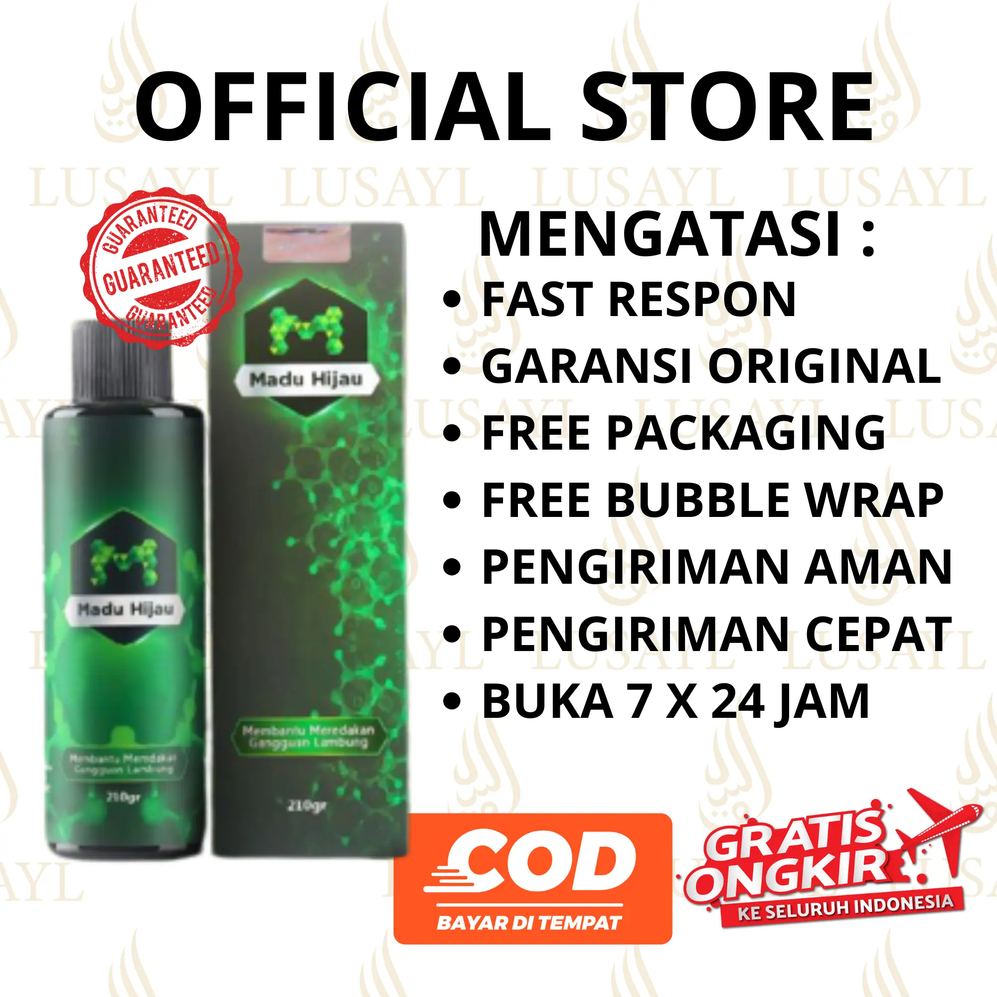 Madu Hijau Original Berlogo M / Madu Hijau Asli Berlogo M BPOM / Membantu mengurangi masalah Asam Lambung & Gerd