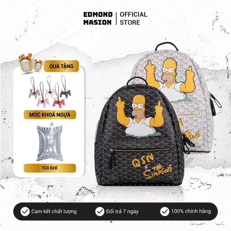 Balo QSN Simpsons F*** new 2024 EDMOND MASION MONOGRAM tặng móc khoá ngựa da cao cấp đi học size L Backpack Đeo Vai