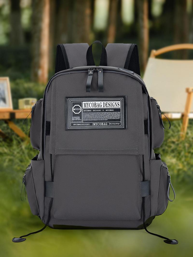 Product Introduction of 2025 New Style Casual Plain Zipper Backpack, Patched Design Outdoor Backpack, Durable Equipment Bag, Casual Sports Backpack for Women & Men 0