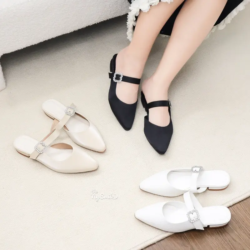 Dép sục nữ khóa vuông trendy , sục mũi nhọn - THENYSMILE - JICKI 1
