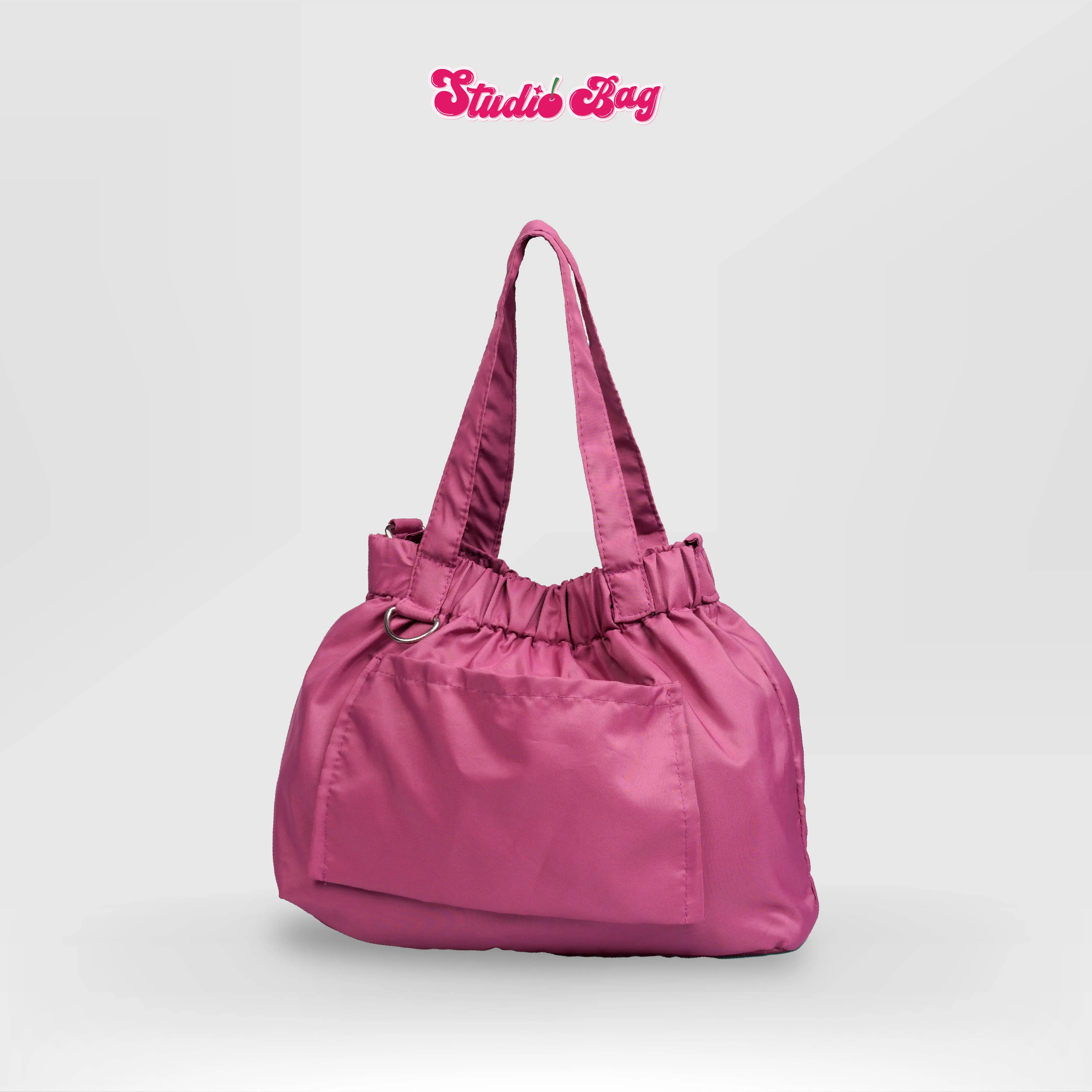 VIKA Tas Selempang Bahu Dumpling Bag Saku Depan Hitam Pink Simpel Shoulder Bag Polos Slingbag Wanita Remaja Cute Korean - BARBIE Kulit Perempuan Cewek