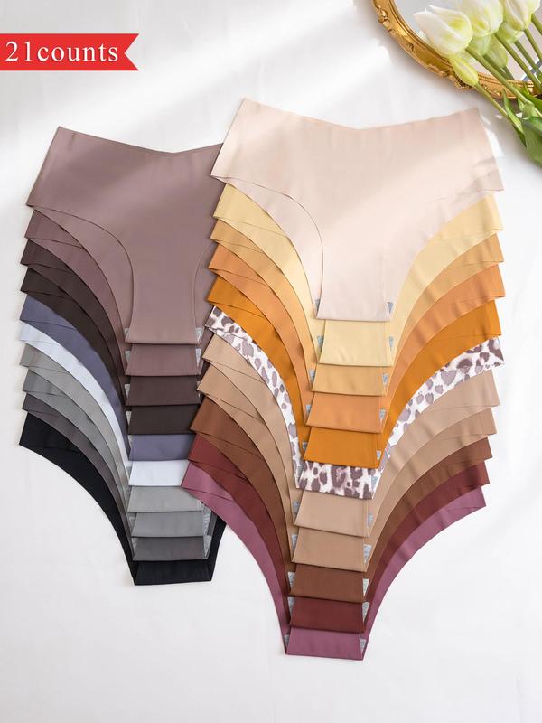 Women's Solid Color / All Over Print Briefs, Soft Comfy Breathable Fabric Seamless Pastel Panties for Daily Wear, Pastel Underwear for All Seasons, Panties Collection, Womenswear 4
