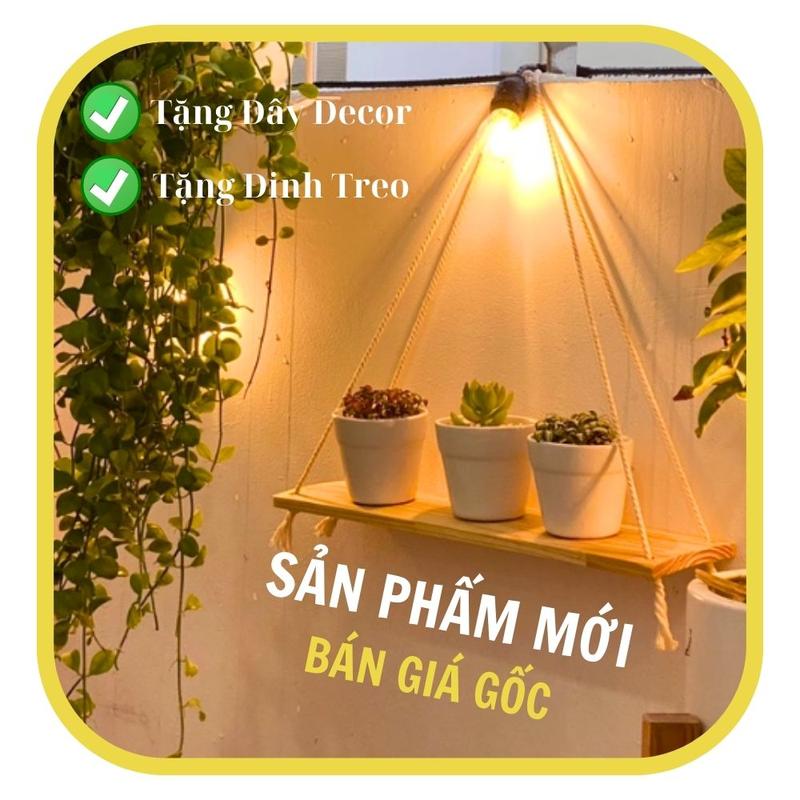 Kệ gỗ treo tường đa năng Decor Phòng, kệ Đựng Sách treo dây thừng hoàng kim,kệ Trưng Bày sách Tặng dây thừng + đinh treo, Kích thước: 38x 13