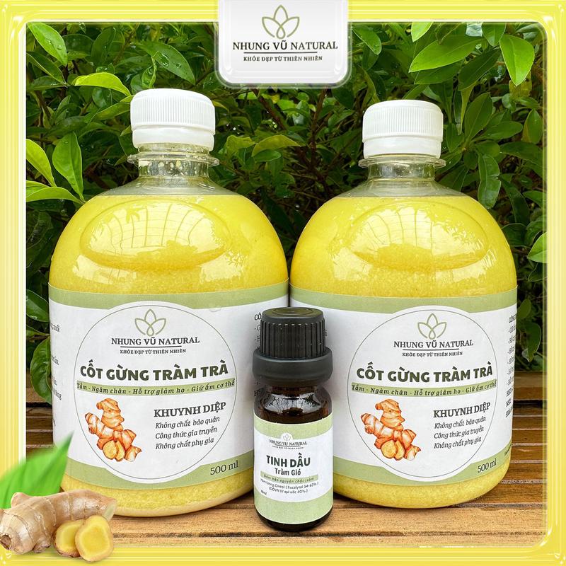 Combo 2 chai Cốt Gừng Tràm Khuynh Diệp Nhung Vũ 500ml- Tặng 1 tinh dầu tràm 10ml Cho Bé cốt  gừng cốt  gừng xoa gió sữa tắm