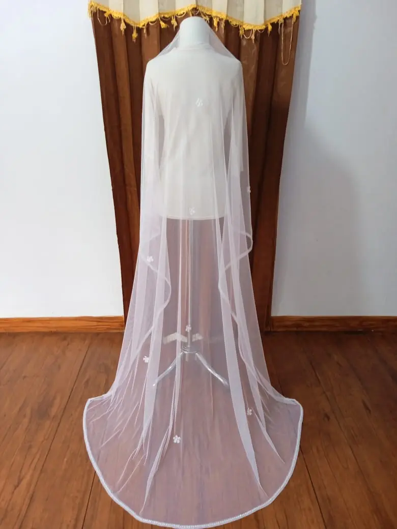 [panjang 2m putih bersih] Kerudung Pengantin Mutiara / Slayer Pengantin / Veil Weding / Slayer Wedding / selendang pengantin