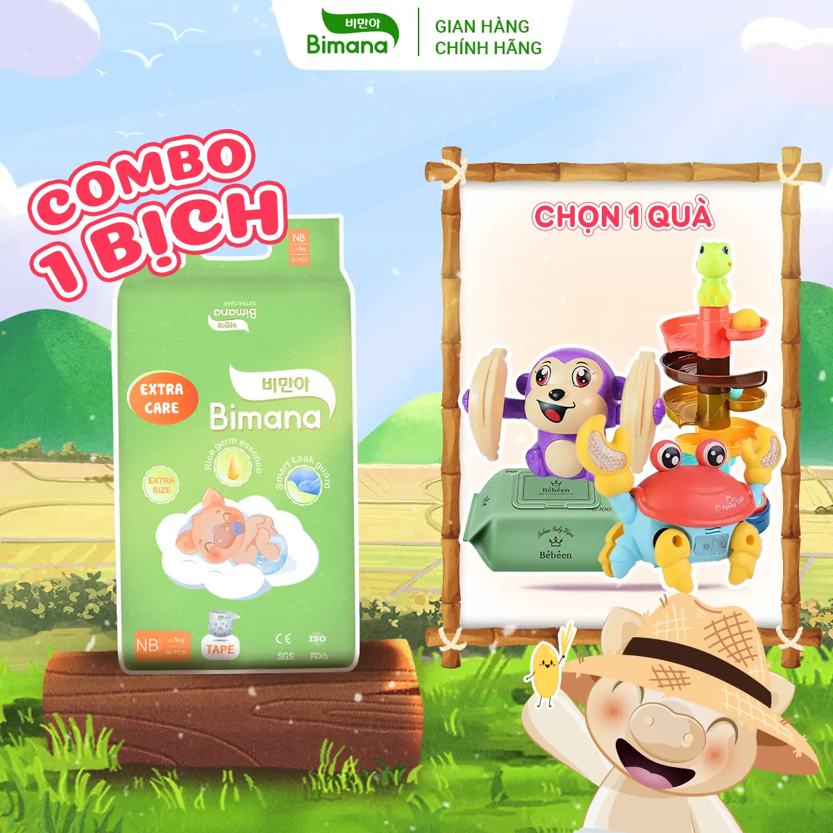 [CHỌN 1 QUÀ ] COMBO 1 BỊCH BỈM BIMANA EXTRA CARE MỎNG THOÁNG, THẤM HÚT TỐT