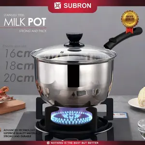 SUBRON Panci susu milk pot 16cm 18cm 20cm tutup kaca stainless steel m BOX