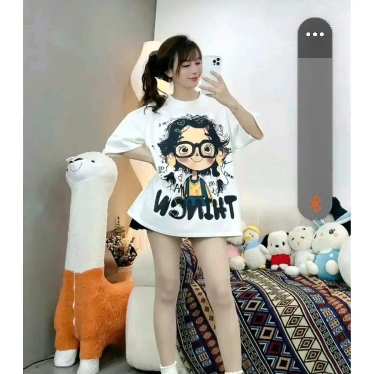 Áo thun nữa kiểu dáng from rộng.Cổ tròn , in 3d 2 mặt Cô Bé Dễ Thương, Chất liệu co giãn mềm mại, mát mẻ ,mềm mịn