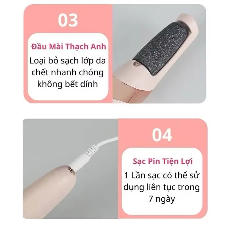 ￼Máy chà gót chân tẩy tế bào chết tự động, máy mài gót chân tích điện cho tiệm nail spa, chăm sóc da tại nhà, 2 đầu mài 3
