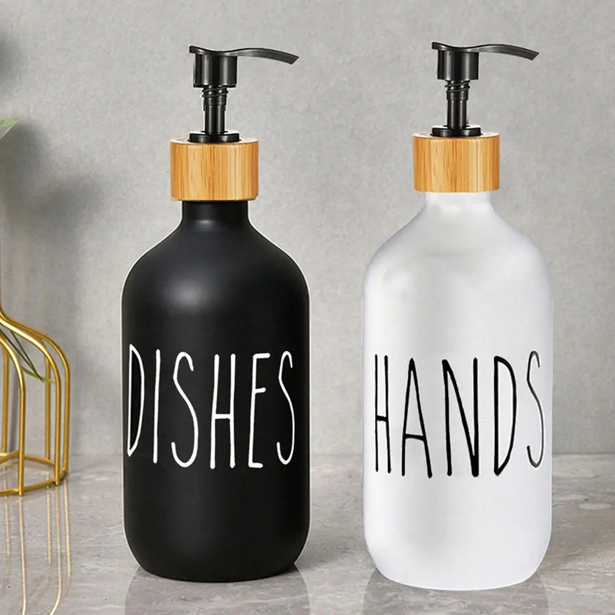 2pcs/set Frosted Hand Sanitizer Bottle, Press Type Liquid Dispenser, Empty Bottle for Lotion, Shampoo, Hand Sanitizer, Shower Gel, Soap Container, Bathroom Accessory, Home Goods