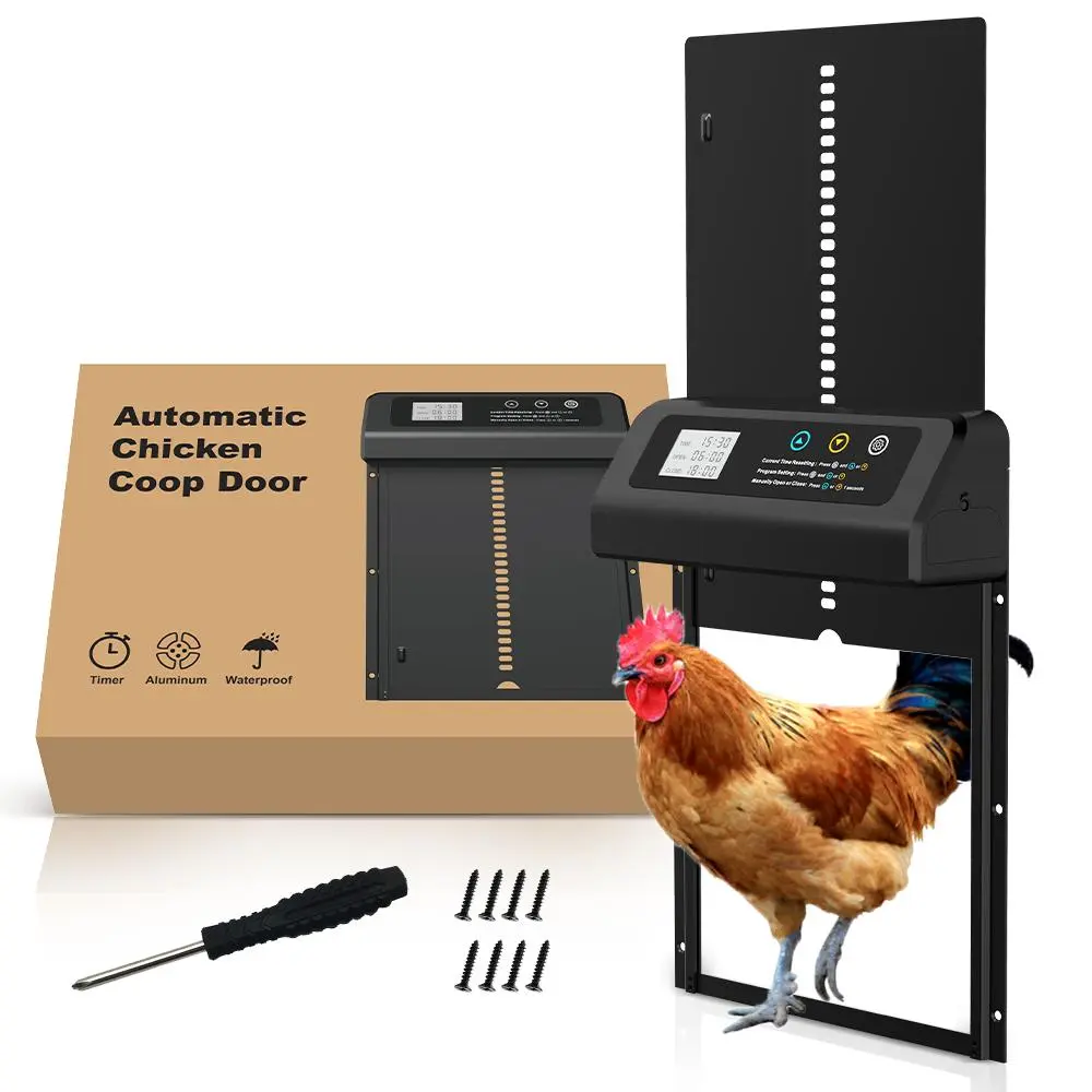 Electric Chicken Coop Door, Automatic Chicken Door Opener with Timer, Farm Animal & Poultry Supplies