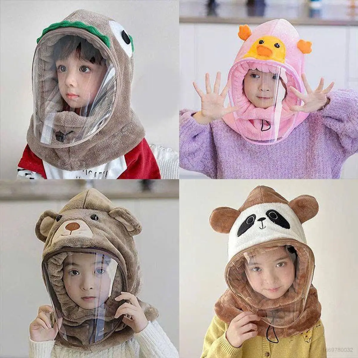 Mũ chùm đầu lông cừu kèm kính chẵn gió cho bé Bé gái Bé trai Thoải mái Kem Voi