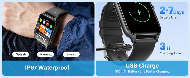 Product Introduction of Smart Watch for Men Android Phones, Fitness Tracker Smartwatch Answer/Make Call,Waterproof Smart Digital Watches for Women Compatible Samsung IOS iPhone Heart Rate Blood Oxygen Readings (Black) 6