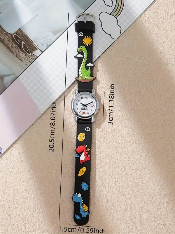 Cute Cartoon Dinosaur Pattern Quartz Watch, Fashionable Wristwatch for Men, Trendy All-match & Exquisite Watch for Birthday Gift 1