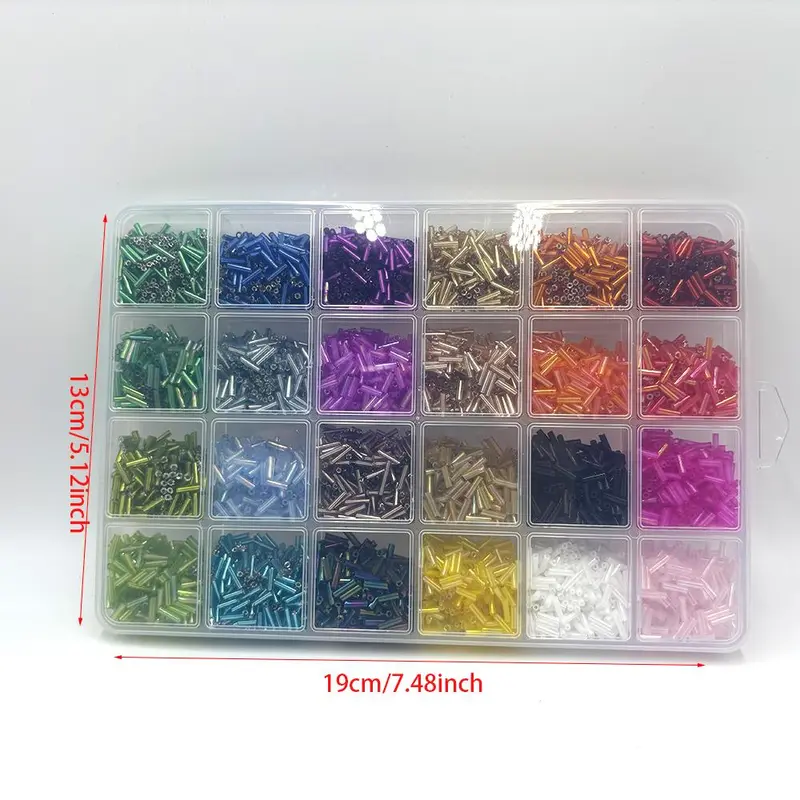 7mm Long Glass Bead Kit, 5600pcs/set 24 Color Bead, DIY Beading Accessories for Bracelet & Necklace Making, Jewelry Making Supplies 7
