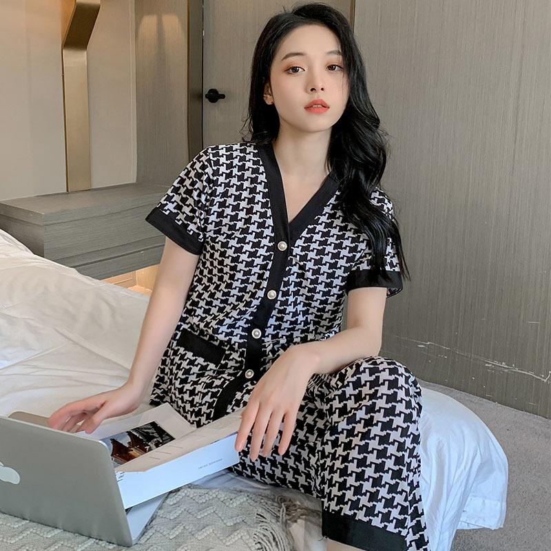 Bộ Ngủ Mặc Nhà Pijama Lụa Cộc, Nữ Tính Phong Cách Hàn Quốc Chất Cotton Hàng QUẢNG CHÂU Cao Cấp Cực Hot Hè 2023 6
