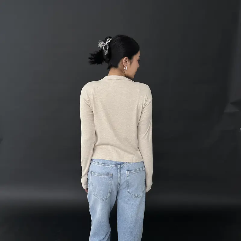 LIMO TOP - Atasan Knit Wanita Outer Lengan Panjang Cardigan Sweater Basic Korean Polo Top Baju Ribbed Knit Kancing Rib Long Sleeve Posha 8