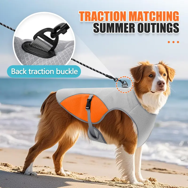 Breathable Cool Dog Shirt, Lightweight Dog Cooling Jacket with Chest Strap D-ring, Reflective Pet Vest, Pet Supplies for Outdoor Walking, Outfits 4