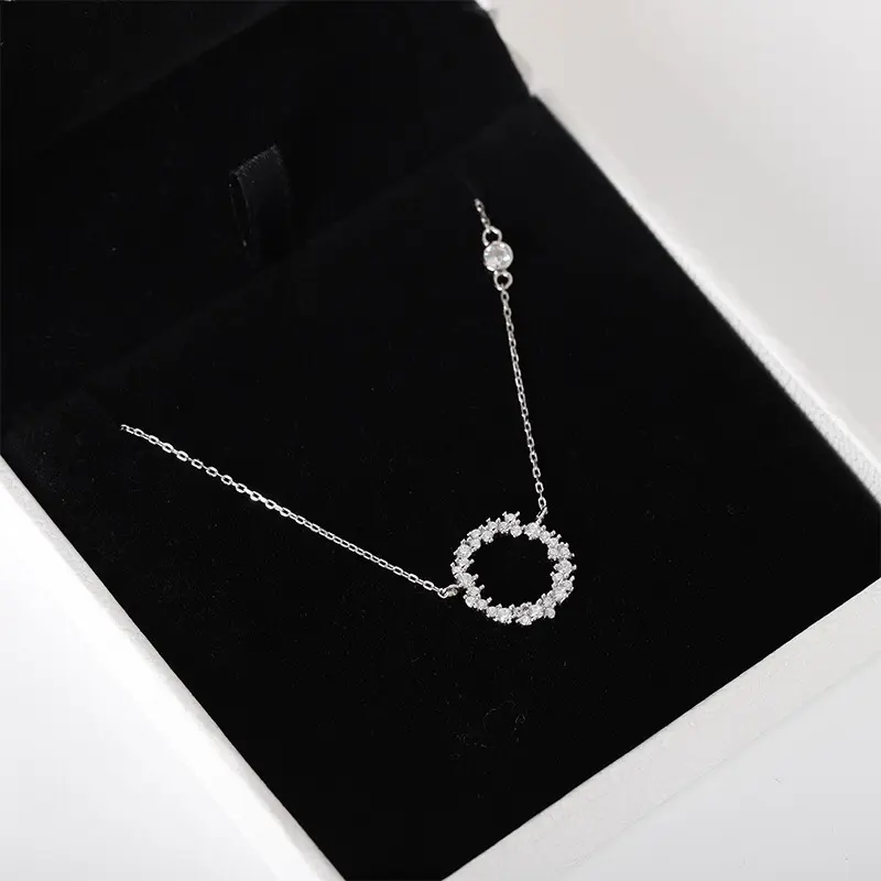 Vòng cổ AURA bạc nữ, dây chuyền huyền thoại biển xanh mặt nạm đá tấm-AURASILVER-DC06 2