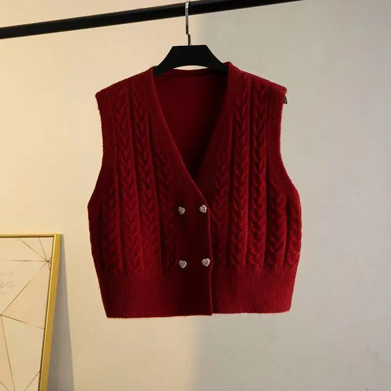 Áo Vest Dệt Kim, Dành Cho Nữ, Bộ Sưu Tập Mùa Xuân Và Mùa Thu, Hàng Mới Về, Ngắn Và Dáng Rộng Vừa Vặn, Cổ Chữ V, Áo Len, Áo Cardigan Mặc Bên Ngoài, Có Thể Mặc Ngoài Trời, Năm 2025 Top Women