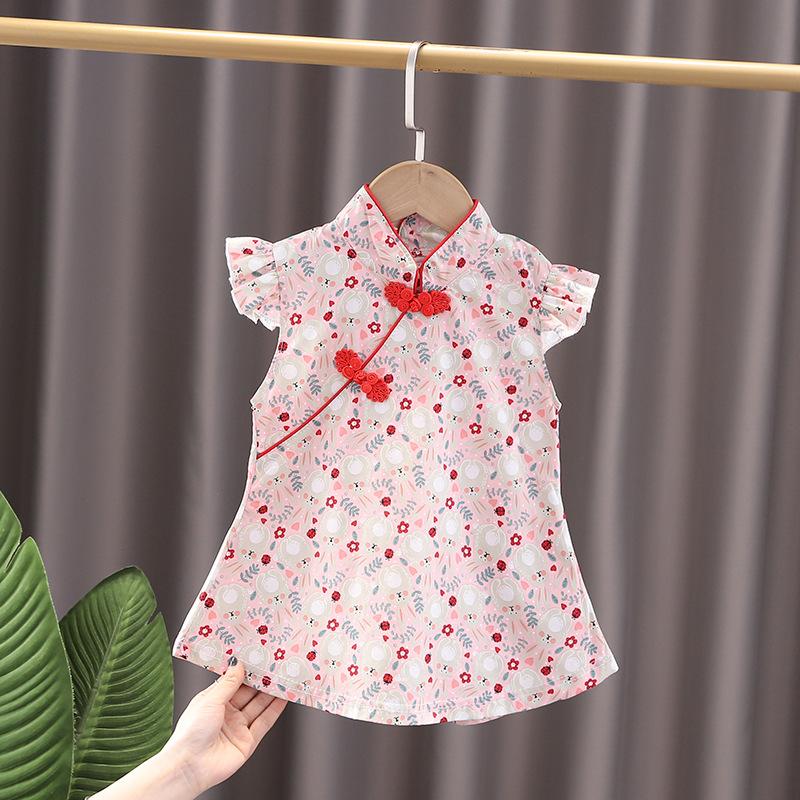 Product Introduction of Trang Phục Han Phong Cách Trung Quốc Mùa Hè Cho Bé Gái Sườn Xám, Ngắn Tay, Váy Cải Tiến Cho Bé Mỏng, Bộ Sưu Tập Mới Mùa Hè 2024 váy  baby tee vaybe đầm  xinh 5