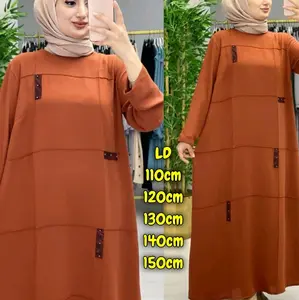 gamis crincle airflow simple mewah turki terbaru termurah kekinian jumbo besar tidak ketat crinkle 110 120 130 140 150 terima pesanan seragam Muslim Baju Wanita