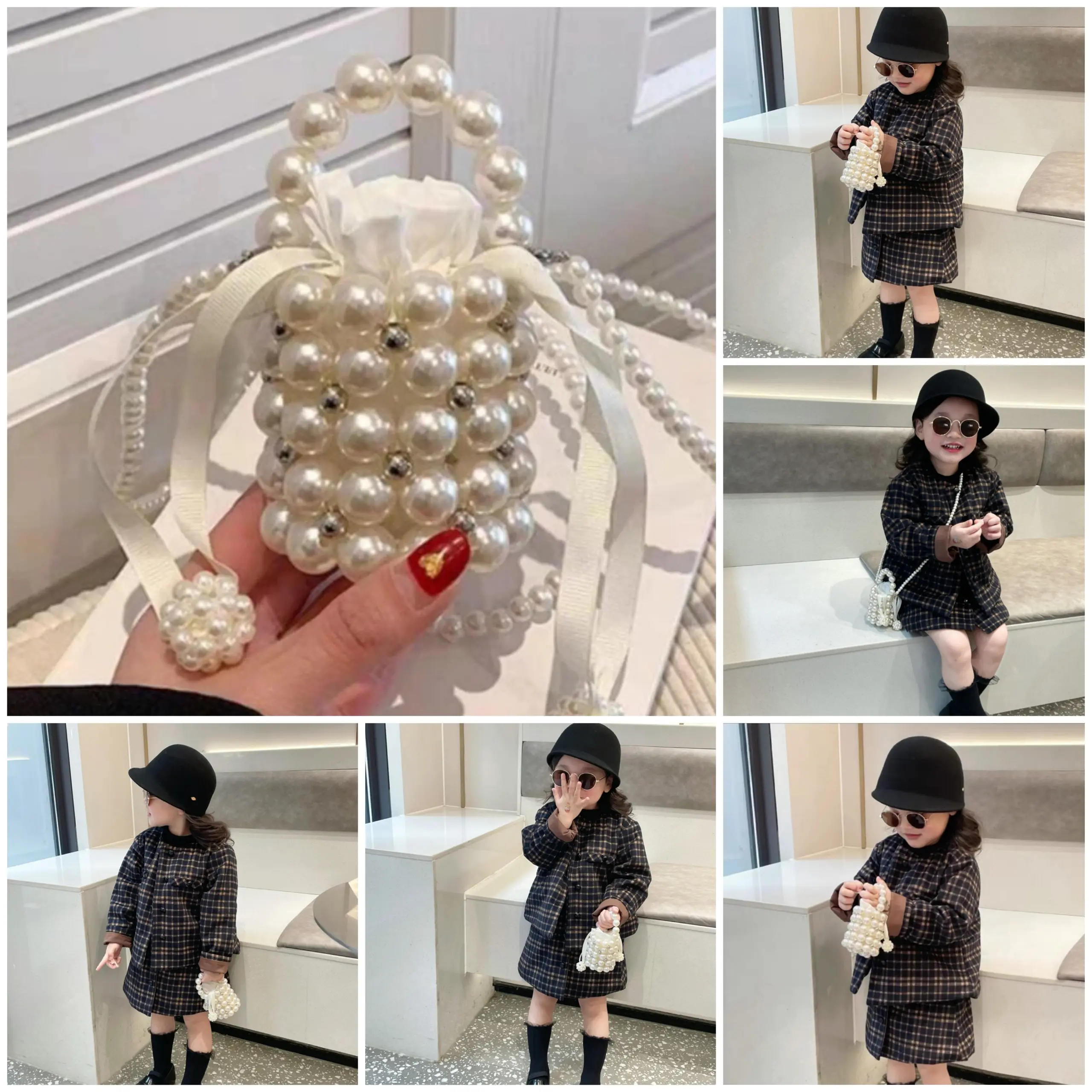 Túi Kết Hạt Mini Dáng Bucket Cho Bé Yêu Kem Balo baby