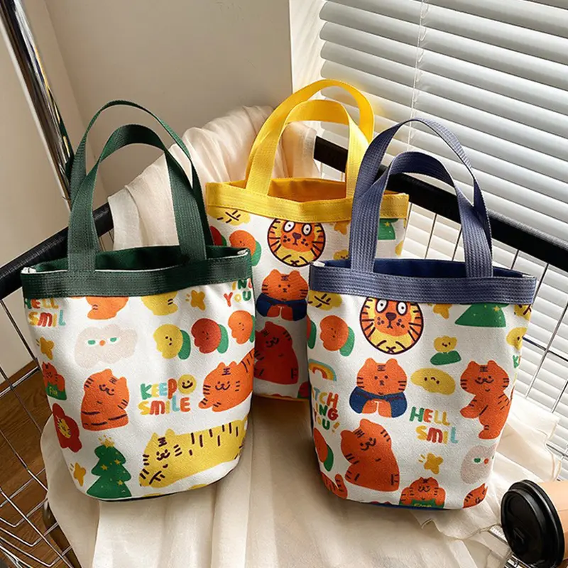 Korean New Lunch Bag Handbag Japanese Cute Cartoon Tiger Rabbit Girl Carrying Buck Bag Food Storage Bag