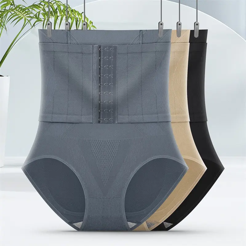 MK Postpartum hip lifting and body shaping nine breasted belly closing safety pants high waist belly closing women's underwear