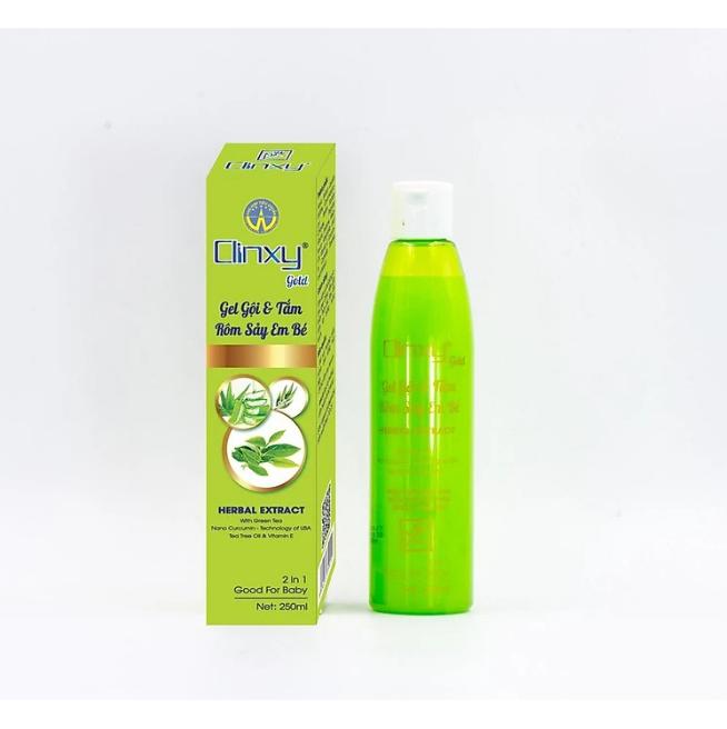 Product Introduction of COMBO 2 CHAI CLINXY GOLD - GEL GỘI VÀ TẮM EM BÉ NGĂN NGỪA RÔM SẢY( CHAI/250ML) sữa  tắm nuoctam  chobe tambe thao duoc 11