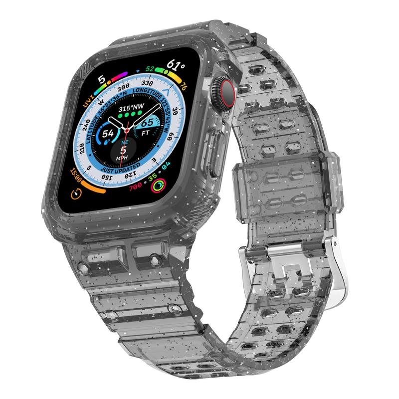 Solid Color Glitter Watch Band (Band Only), Adjustable TPU Transparent Sports Watch Band, Replacement Watch Band For Apple Watch, Electronics Accessories 6