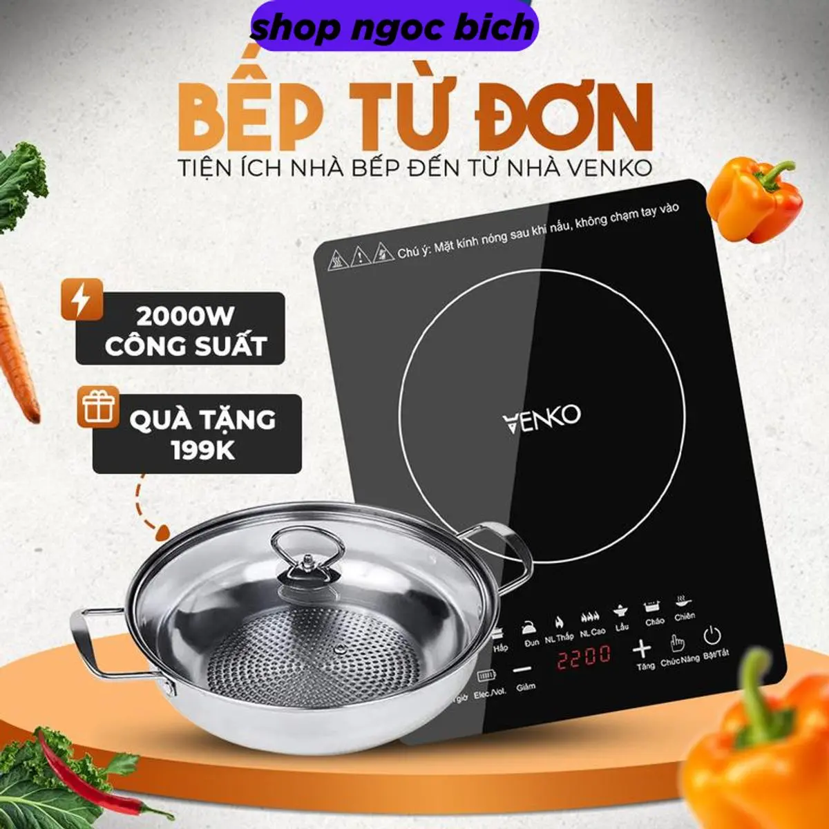 [ Hàng loại 1]Bếp từ SUNHOUSE cảm ứng cao cấp, công suất 2200W, mặt kính chịu lực sử dụng cho mọi loại nồi (Tặng kèm nồi lẩu) điện, tiện dùng