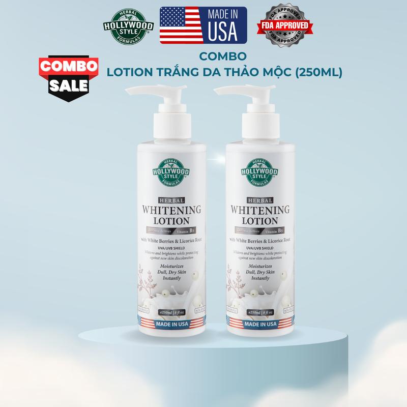 COMBO 2 Chai Lotion Dưỡng Trắng Da Body Chiết Xuất Thảo Mộc Hollywood Style 250ml Hỗ Trợ Dưỡng Da Body, Làm Đẹp Da Giúp Cho Làn Da Luôn Rạng Rỡ