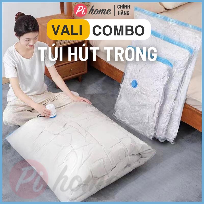 COMBO bộ túi hút chân không để TỦ ĐỒ - VALI du lịch. Túi zip kép hút gọn quần áo tăng không gian lưu trữ vali du lịch Bag