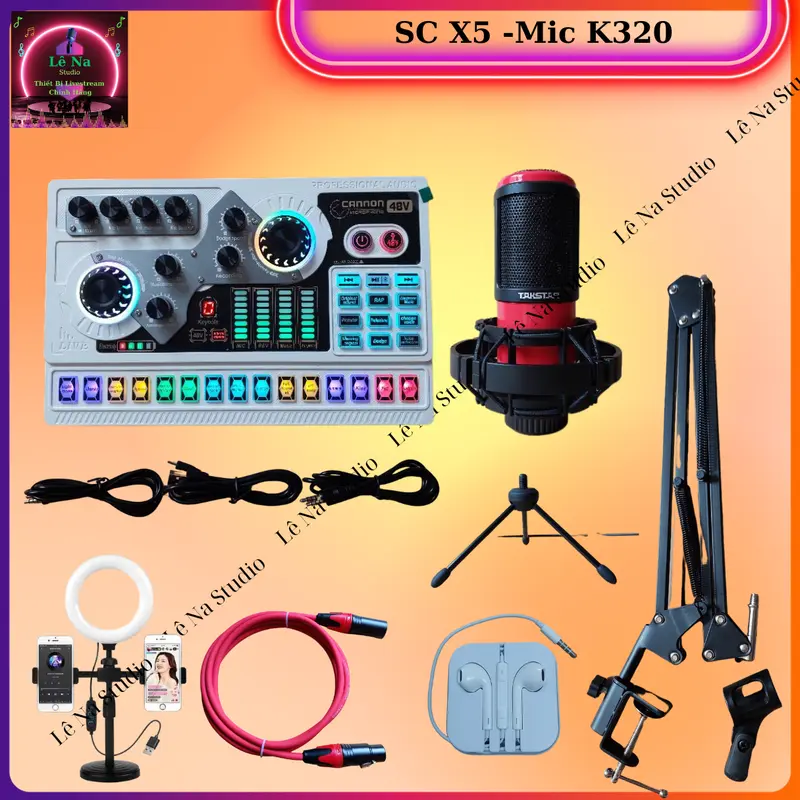 Combo X5 ,Mic PCK320 Có dây hát livestream thu âm trên đt ,có bluetooth ,dùng cho di động ,pc ,lap top . 0
