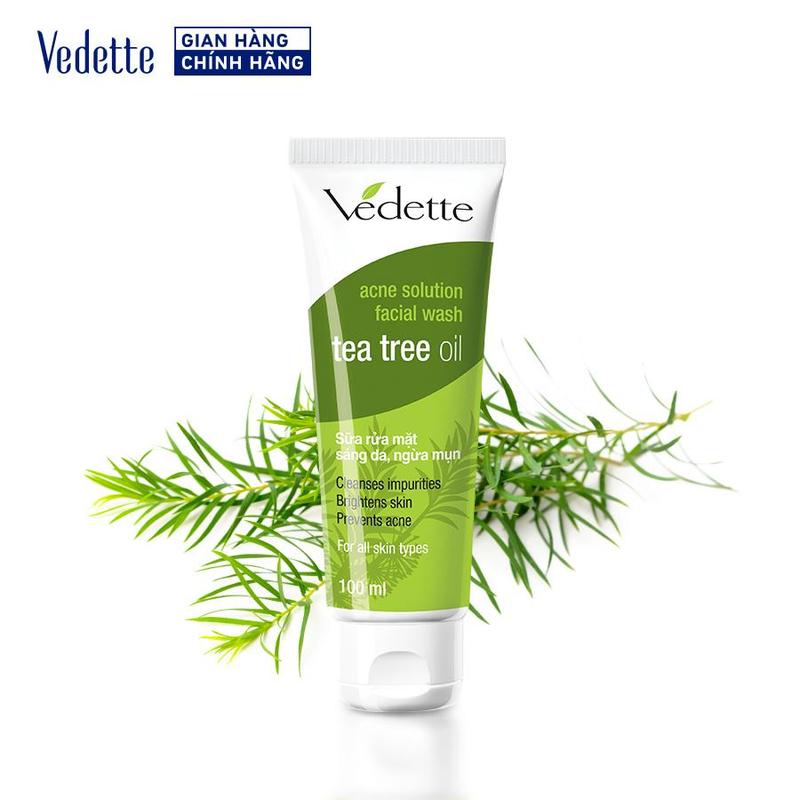 Sữa rửa mặt sáng da, ngừa mụn Vedette tinh dầu tràm trà (Tea Tree Oil) 100ml (TP05001005013) Làm Đẹp Da