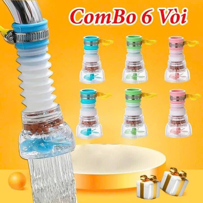    Combo 6 Vòi   Đầu Vòi Chống   Có Bộ Lọc Xoay 360 Độ Và Kéo Dài 12 cm Cho Phòng Bếp - Nhựa ABS PVC vòi  chống bắn nước 