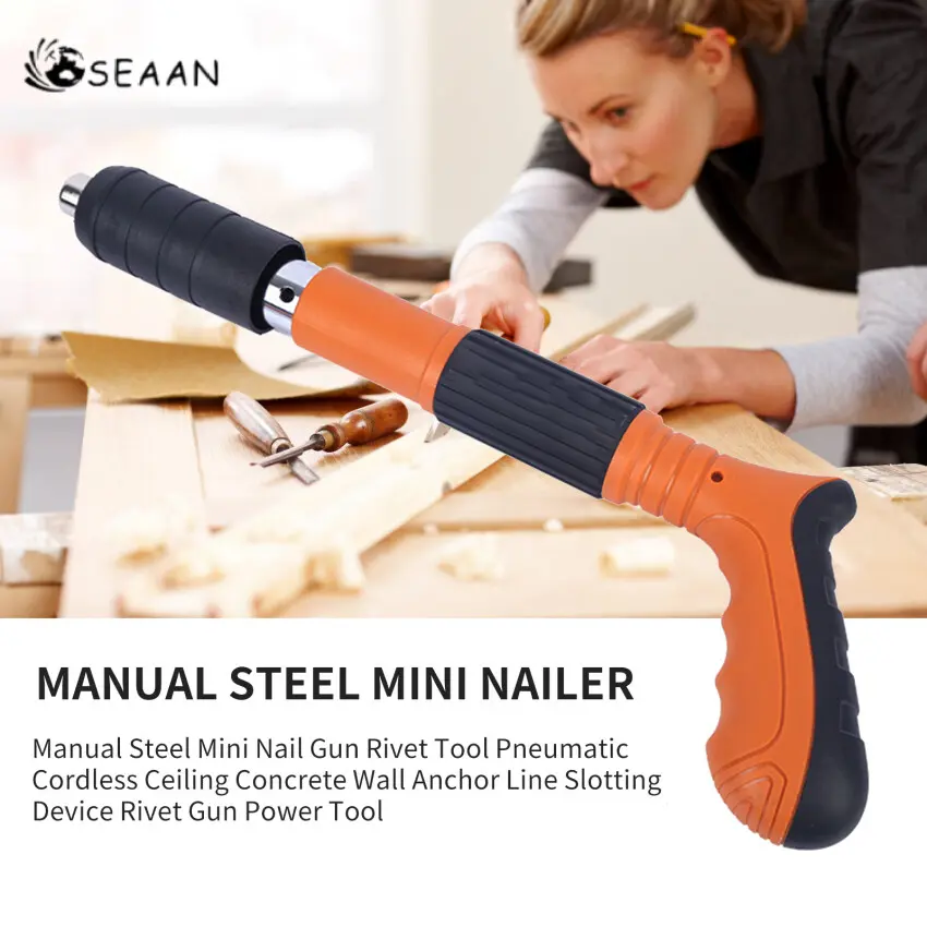 Manual Steel Mini Nailer Rivet Tool Pneumatic Cordless Ceiling Concrete Wall Anchor Line Slotting Device Rivet Nailer Power Tool