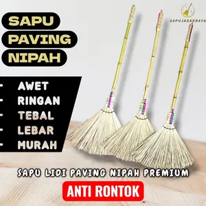 Sapu Lidi Paving Halaman Premium Anti Patah Super Tebal Lebih Awet Ringan Quality Export Gagang Bambu Kokoh Bahan Nipah Super Premium Panjang 110 cm Lebar 30 cm Ketebalan 6 cm Berat 300 gr
