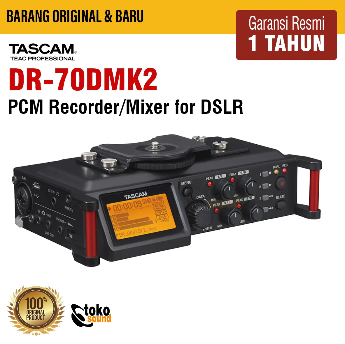 TASCAM DR 70D LINEAR PCM RECORDER for DSLR
