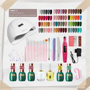 Paket Nail Art Lengkap Set Berkualitas Pengering Kutek Gel UV LED BNC Vitamin Kuku Kuas Nail Art