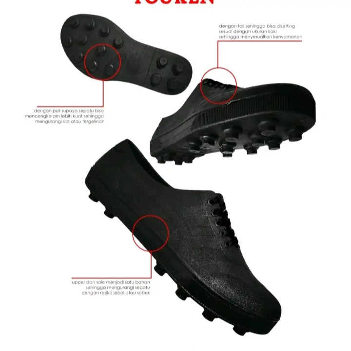 SEPATU BOLA KARET PRIA YOUKEN-155 WARNA HITAM dan PUTIH Pria